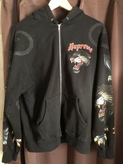 Supreme Panther Zip Up Hooded Sweatshirt "Black"