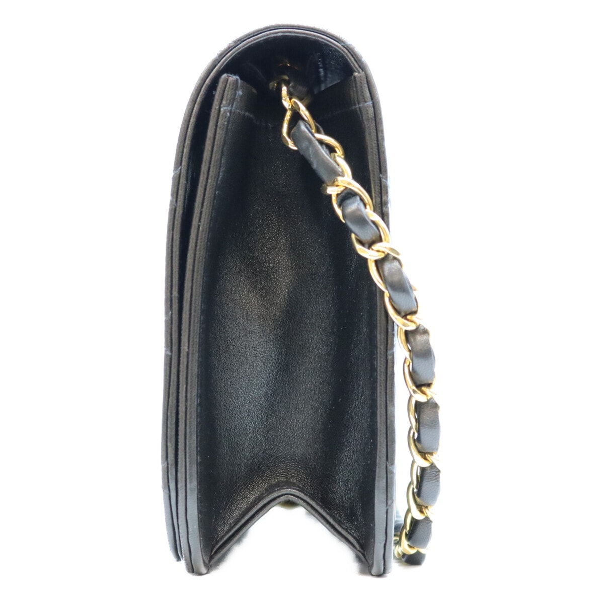 シャネル 5番 A03568 黒 ラム フルフラップ G金具 プッシュロック マトラッセ23 バッグ
