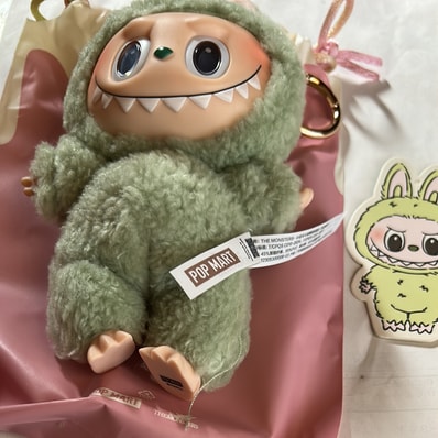 POP MART THE MONSTERS (LABUBU) Exciting Macaron Plush Series GREEN GRAPE