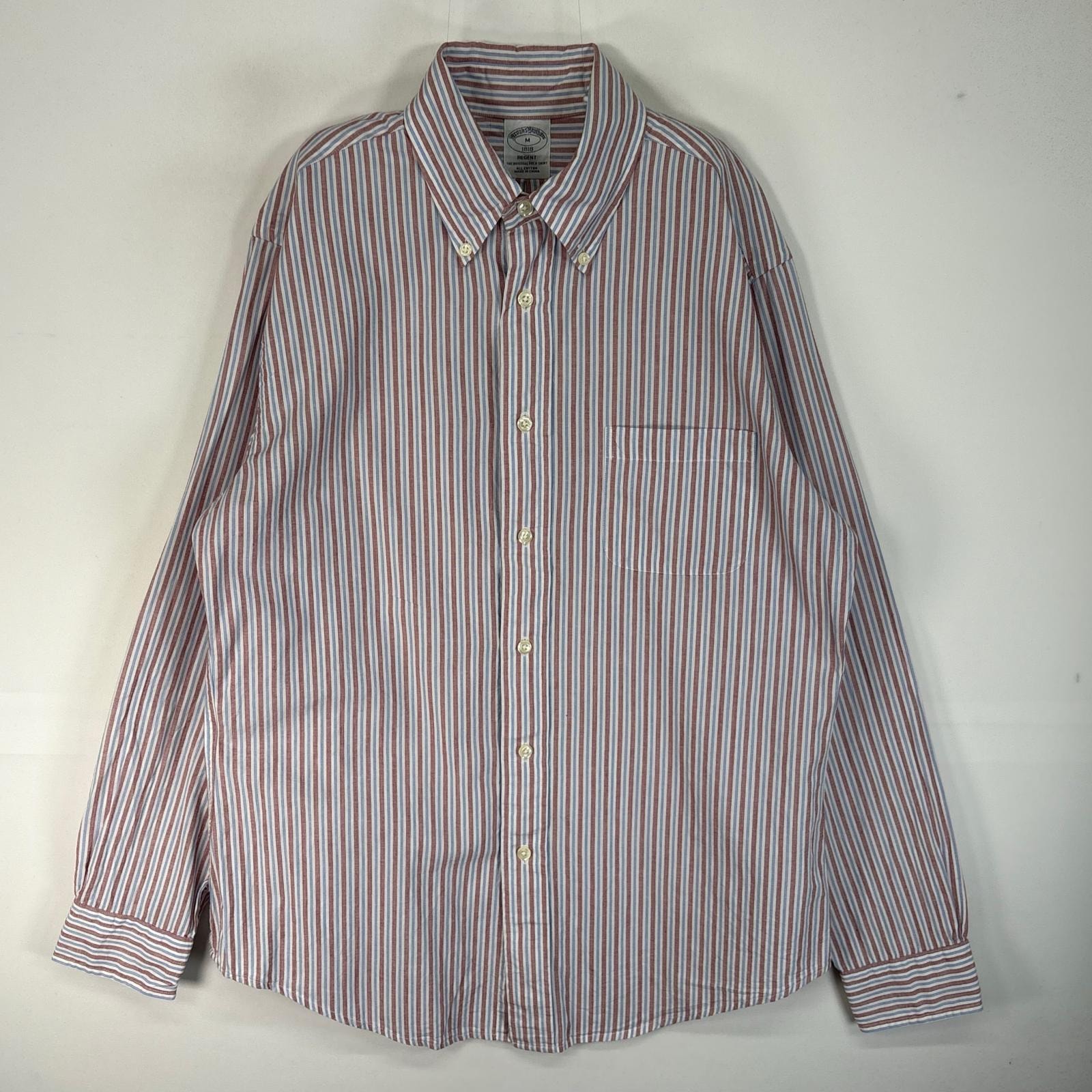 古着 ブルックスブラザーズ Brooks Brothers 長袖シャツ ストライプ 胸ポケ REGENT M  レッド系 マルチカラー メンズ