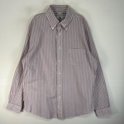 古着 ブルックスブラザーズ Brooks Brothers 長袖シャツ ストライプ 胸ポケ REGENT M レッド系 マルチカラー メンズ