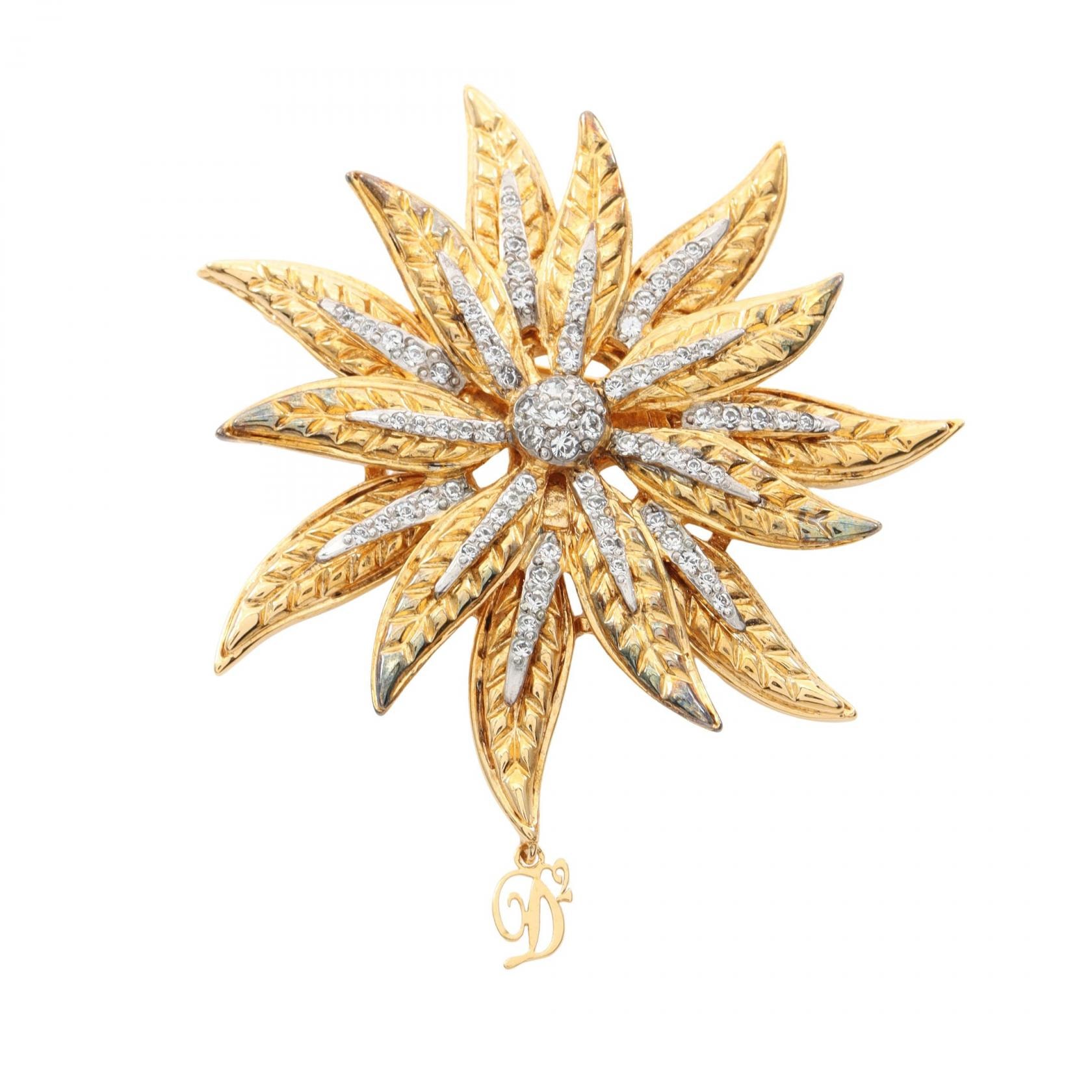 ディースクエアード DSQUARED2 ブローチ アクセサリー GP(ゴールドメッキ) ラインストーン レディース ゴールド系 / シルバー系 / クリア系 【中古】