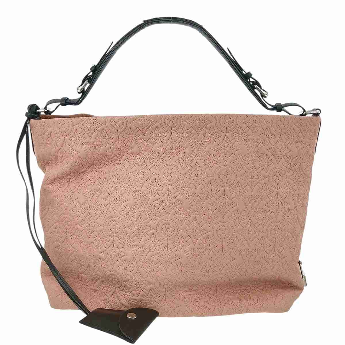 LOUIS VUITTON ルイ・ヴィトン モノグラム アンティア ホーボーPM ワンショルダー ショルダーバッグ M94289 ラムスキン ピンク ブラック レディース【中古】