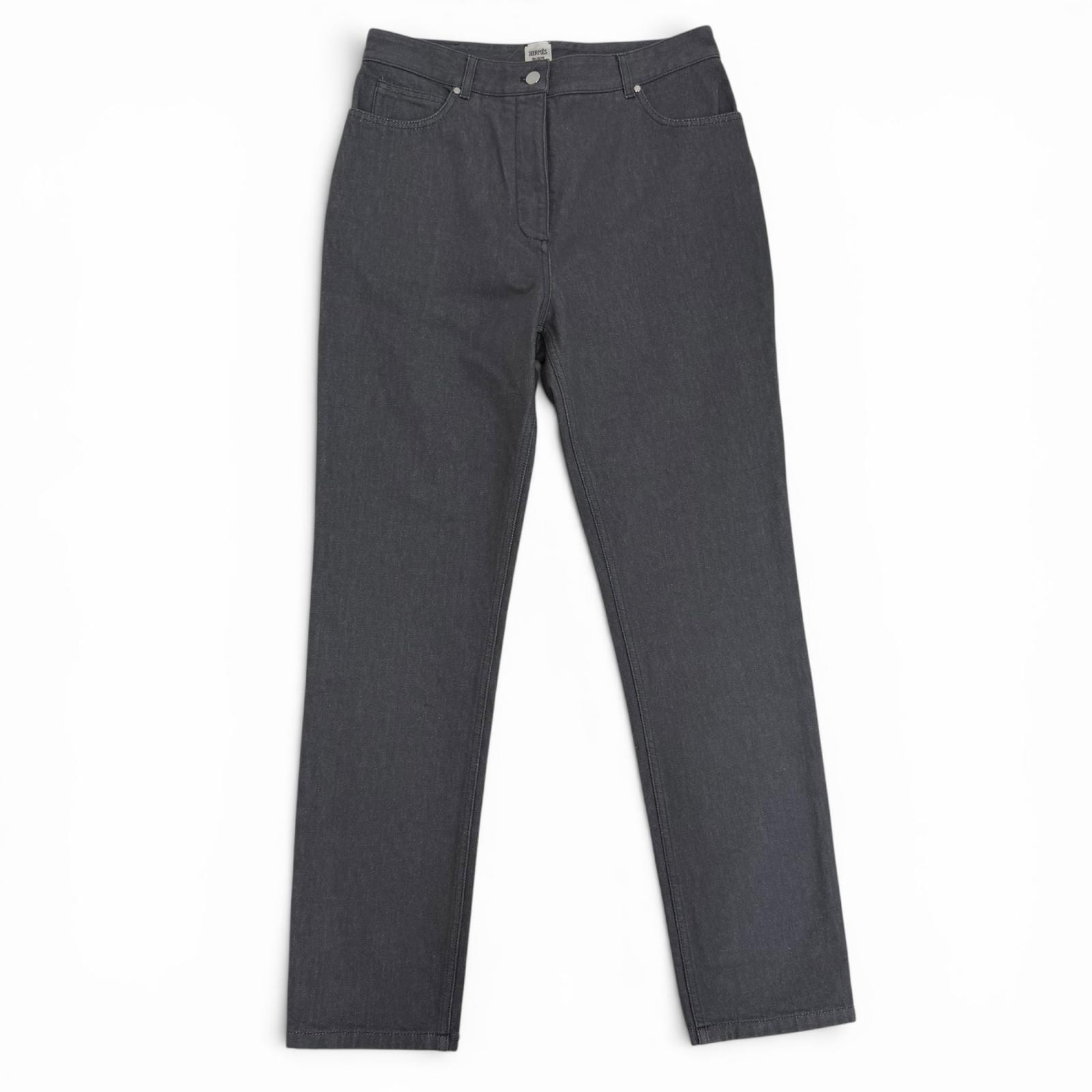 極美品 エルメス デニムパンツ グレー レディース 42 2H0450DT
