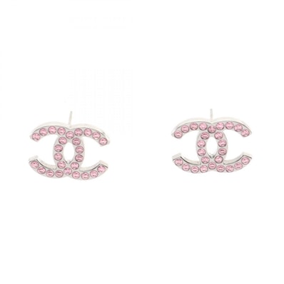 シャネル CHANEL ココマーク B17K ピアス ジュエリー ステンレススチール ラインストーン レディース シルバー系 / ピンク系 【中古】