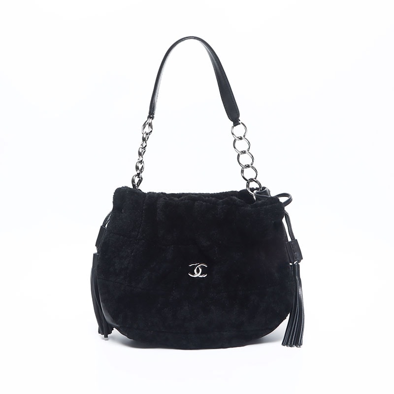 シャネル CHANEL 8番台 ファー シルバー金具 チョコバー フリンジ ハンドバッグ【中古】