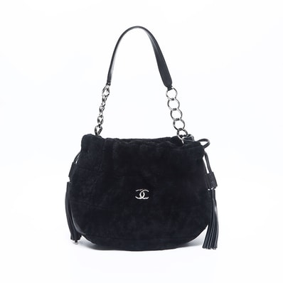 シャネル CHANEL 8番台 ファー シルバー金具 チョコバー フリンジ ハンドバッグ【中古】