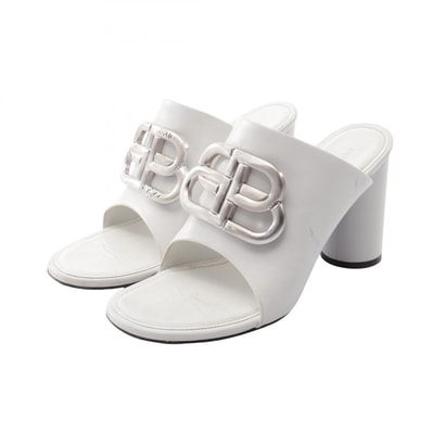 バレンシアガ BALENCIAGA BBロゴ サンダル 靴 レザー レディース ホワイト系 【中古】