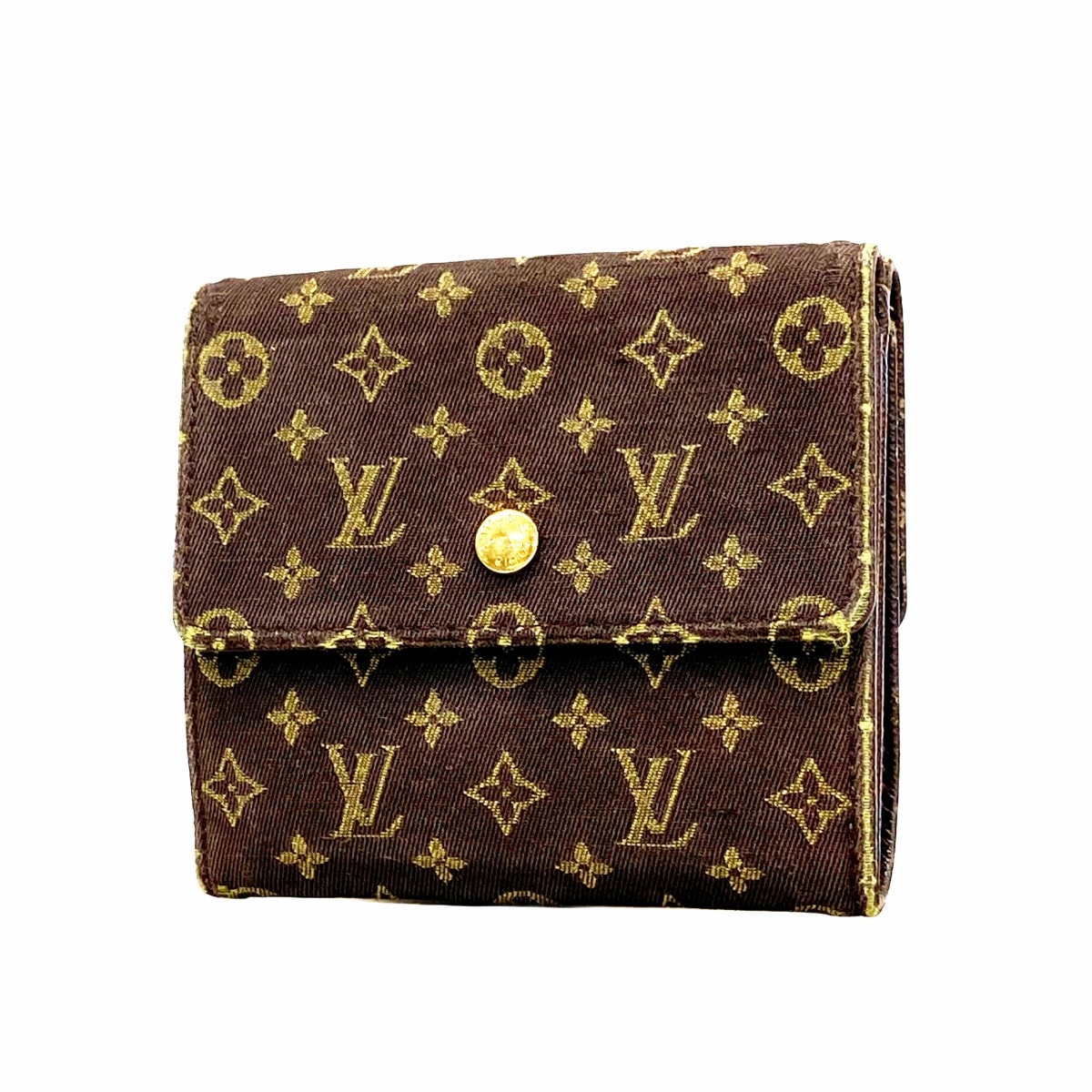 【6eb0837-k】ルイヴィトン 三つ折り財布 モノグラム・ミニラン ポルトモネビエカルトクレディ M95233 エベヌ【中古】レディース