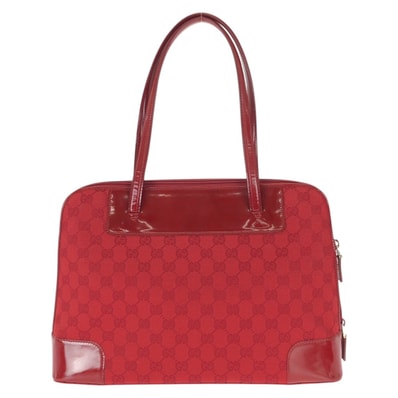 美品 GUCCI グッチ レッド ゴールド金具 GGキャンバス エナメル/ トートバッグ ショルダーバッグ 600039 【中古】