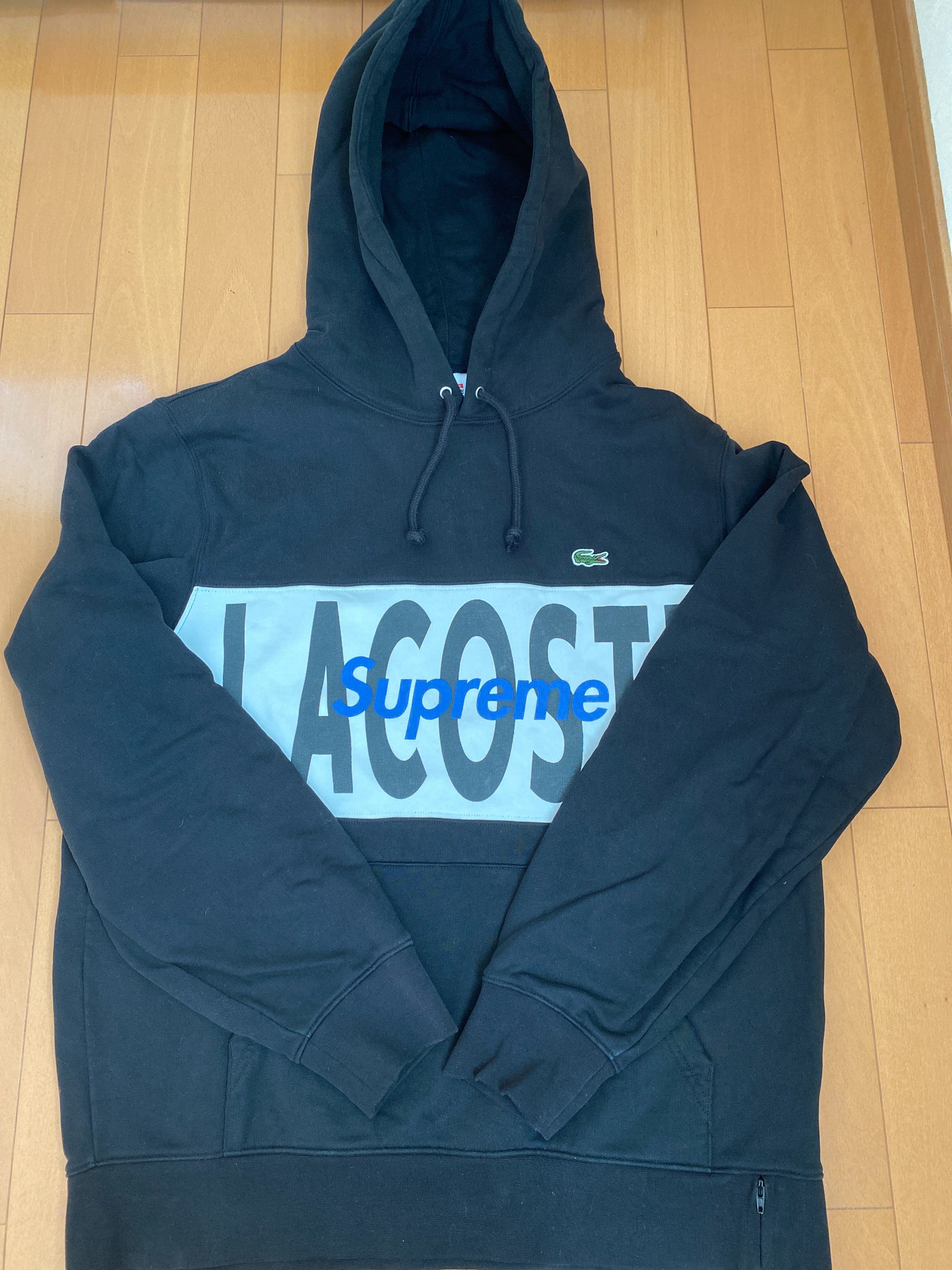 Supreme / Lacoste Logo Panel Hooded Sweatshirt "Black"