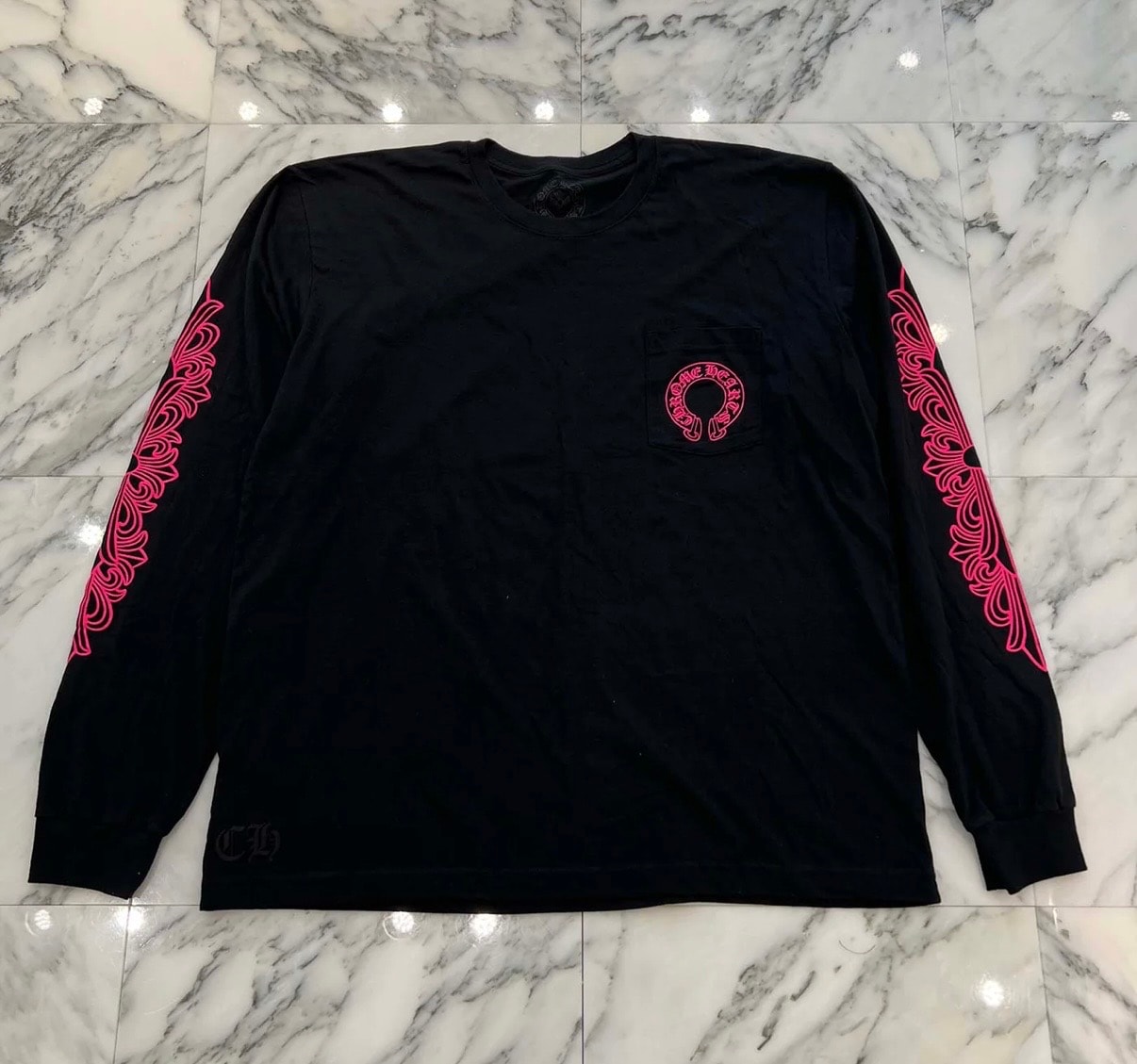 Chrome Hearts クロムハーツ フローラルクロス ホースシュー ロングスリーブTシャツ