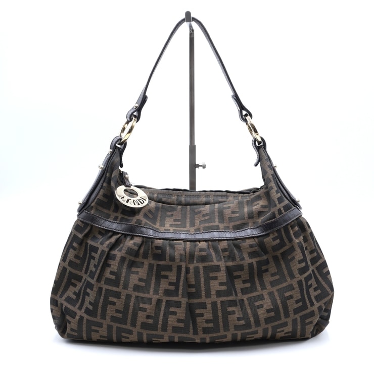 FENDI(フェンディ)シェフバッグ ズッカ柄 ヴィンテージ ワンショルダーバッグ ブラウン キャンバス レザー レディース 8BR448【中古】