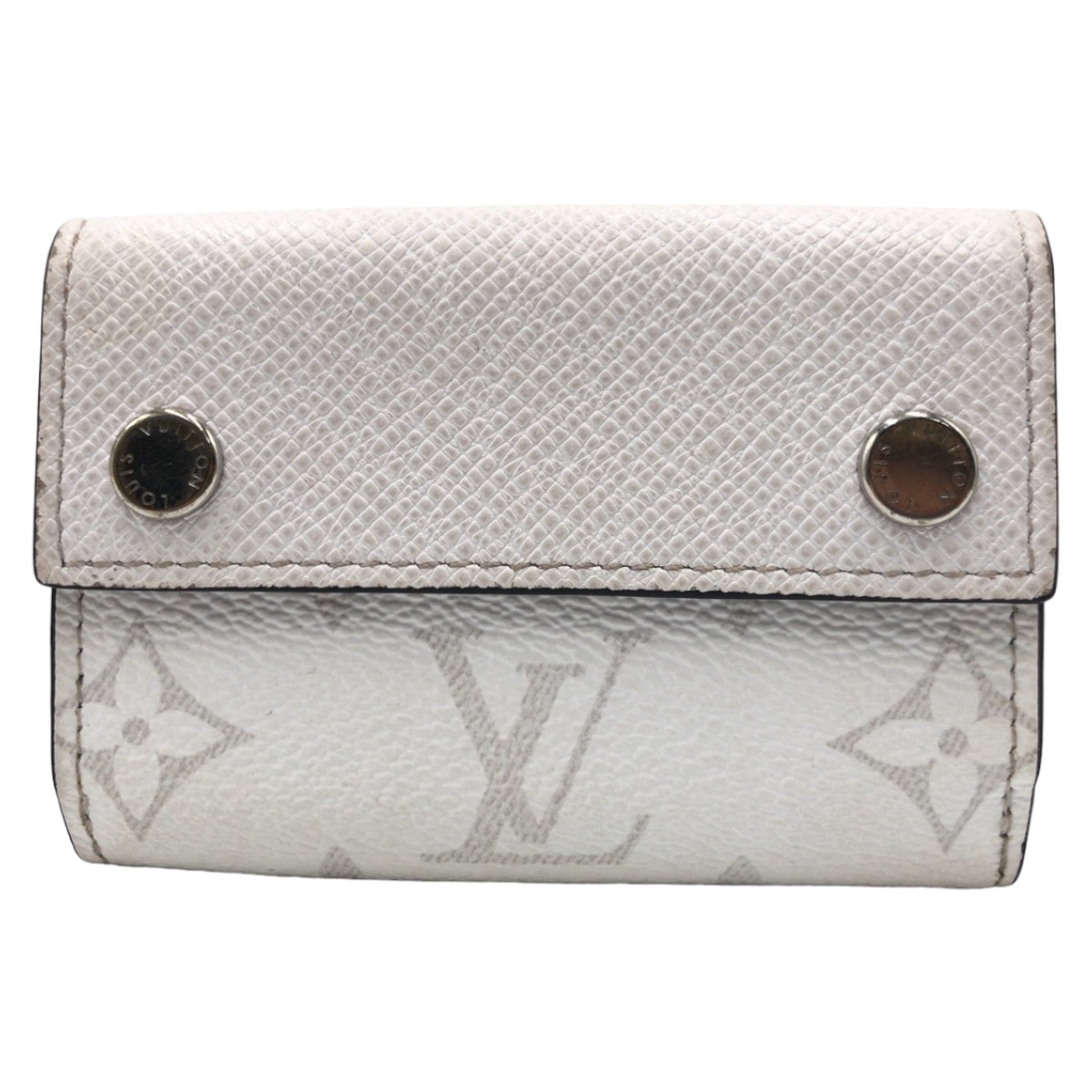 美品 LOUIS VUITTON ルイヴィトン タイガ ラマ ディスカバリー コンパクトウォレット オプティックホワイト シルバー金具 PVC 折財布 コンパクトウォレット 506311 【中古】