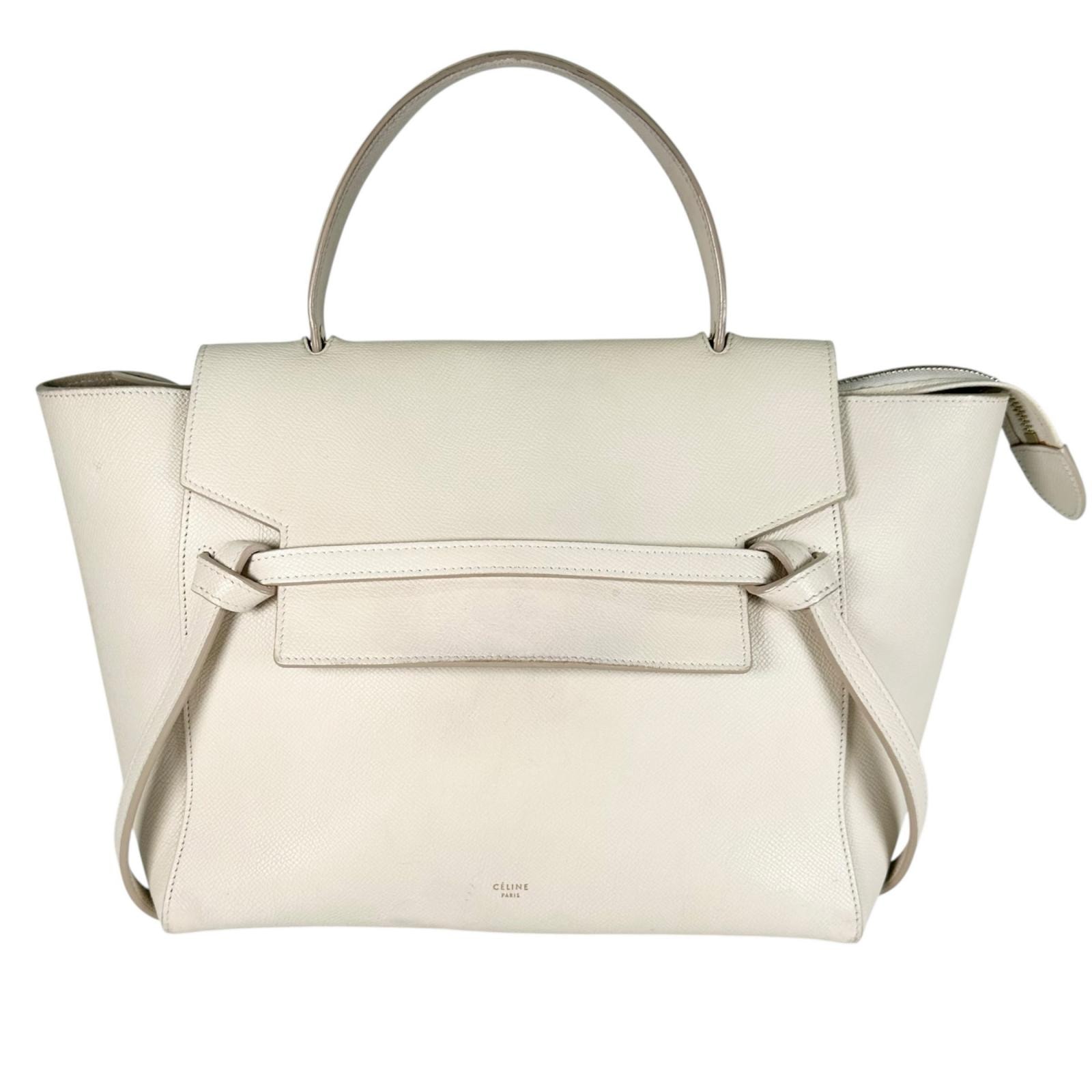 CELINE セリーヌ ベルトバッグ ハンドバッグ レザー アイボリー レディース【中古】