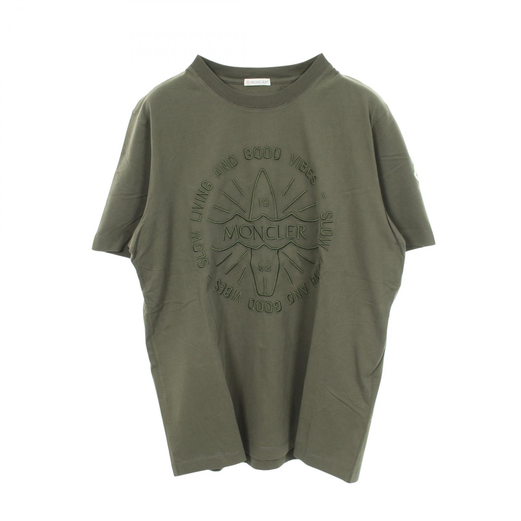 モンクレール MONCLER 半袖Tシャツ 衣料品 トップス コットン メンズ レディース カーキ系 【中古】