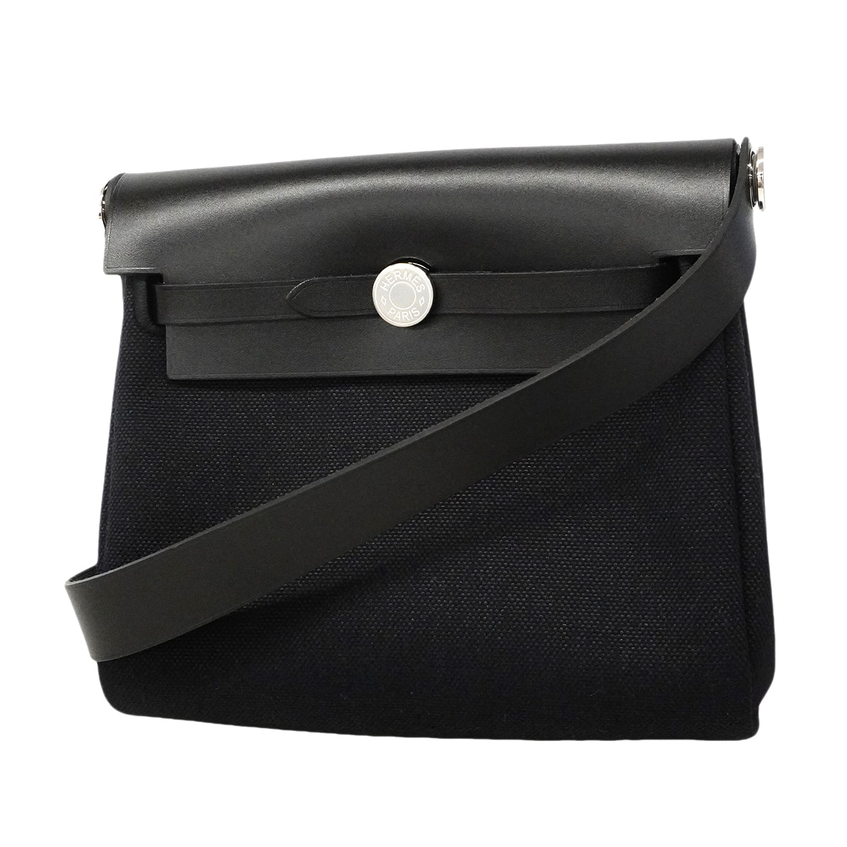 ★SALE【6gc3225】エルメス ショルダーバッグ エールバッグジップミニ トワルミリタリー ブラック シルバー金具 G刻印【中古】レディース