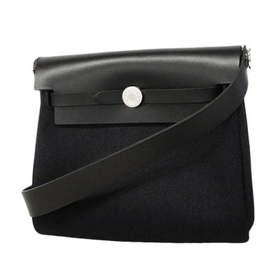 ★SALE【6gc3225】エルメス ショルダーバッグ エールバッグジップミニ トワルミリタリー ブラック シルバー金具 G刻印【中古】レディース