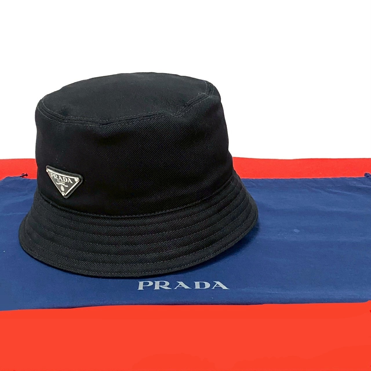 PRADA プラダ Re-Nylon 三角ロゴ コットン ハット ブラック
 62141