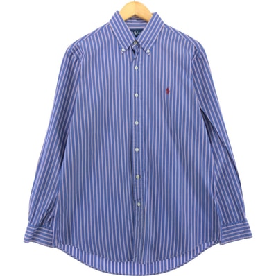 古着 ラルフローレン Ralph Lauren CUSTOM FIT 長袖 ボタンダウンストライプシャツ メンズM相当/eaa512371