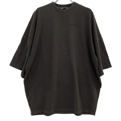 バレンシアガ チャコールグレー 528409 TBV36 ビッグサイズ ロゴ刺繍Tシャツ XS