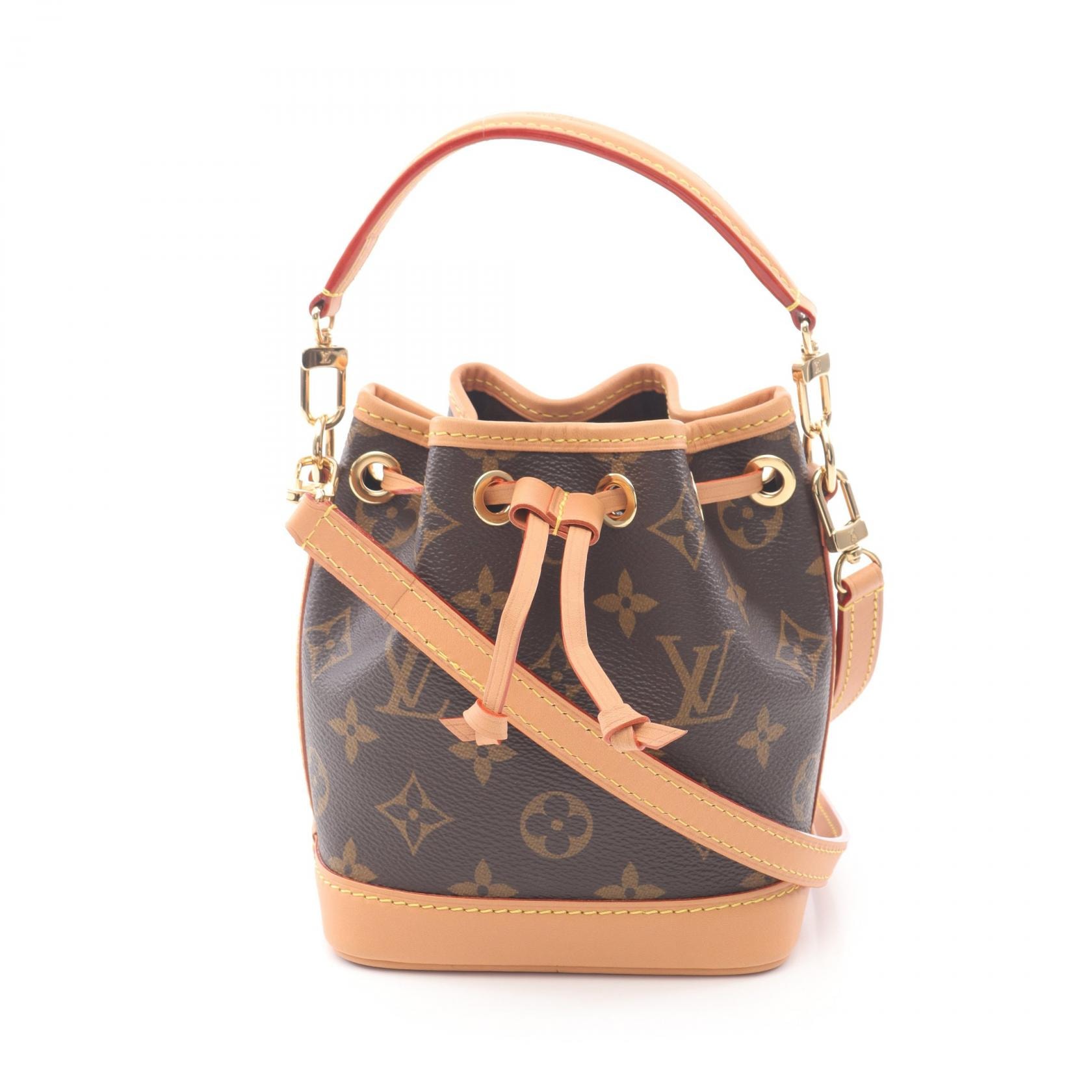 ルイ・ヴィトン LOUIS VUITTON ナノ ノエ ハンドバッグ バッグ PVCコーティングキャンバス レザー モノグラム レディース ブラウン系 M81266 【中古】