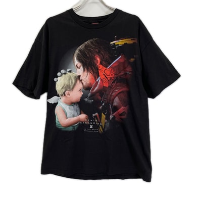 ギークスルール ブラック DEATH STRANDING 2 シルクスクリーンプリントTシャツ XL