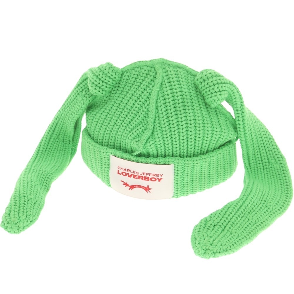【中古】チャールズジェフリーラバーボーイ Charles Jeffrey LOVERBOY ローゲージコットン ニットキャップ グリーン【メンズ】