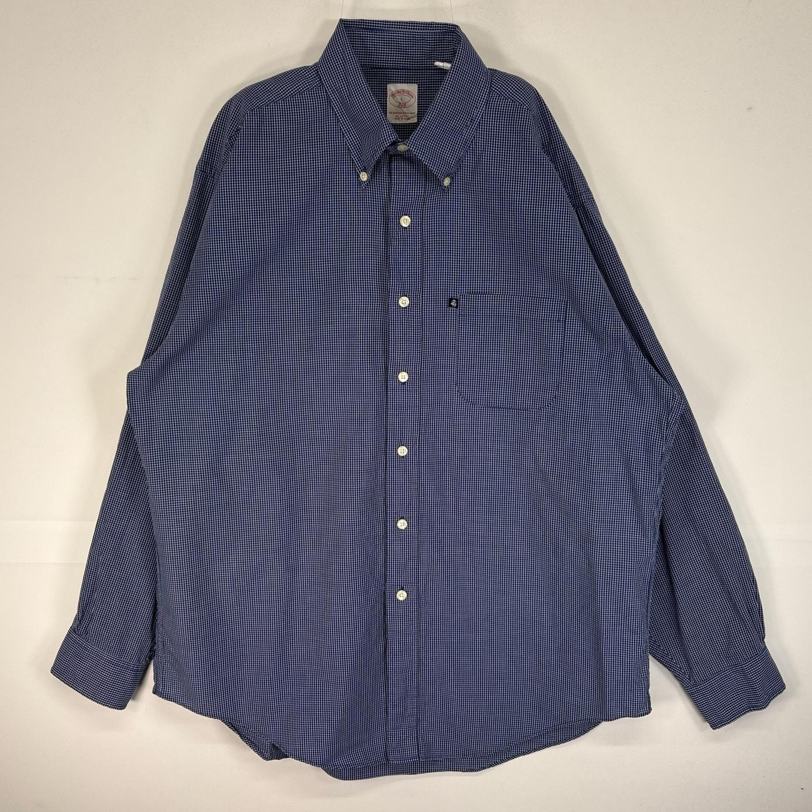古着 ブルックスブラザーズ Brooks Brothers 長袖シャツ ワンポイント ロゴ 胸ポケ ボタンダウン L ネイビー系 チェック メンズ