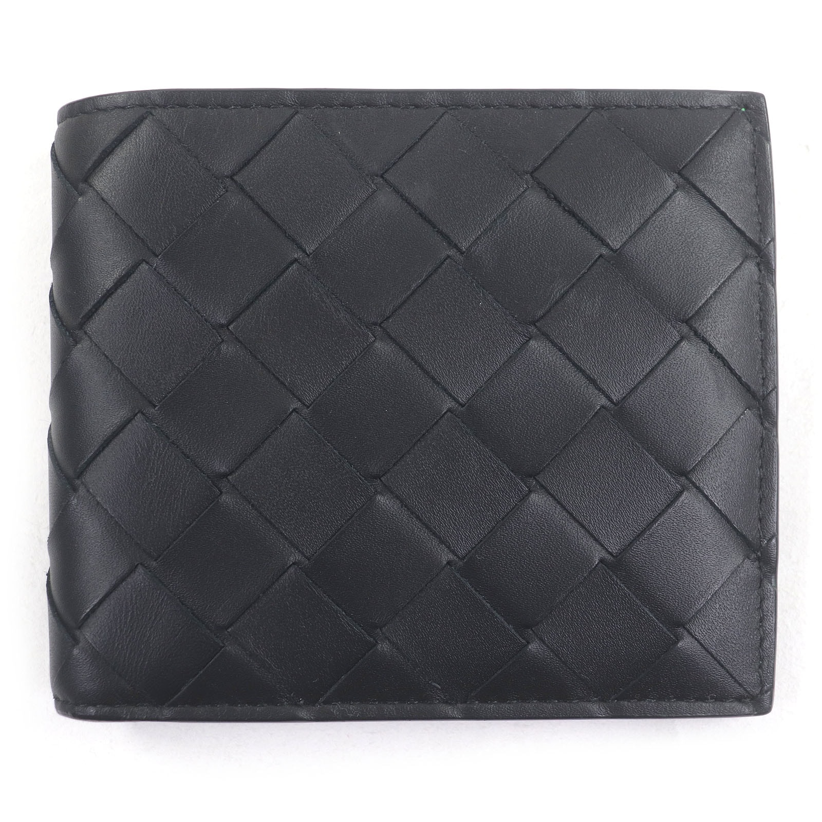 美品 ボッテガヴェネタ 二つ折り財布 ブラック グリーン メンズ 743211