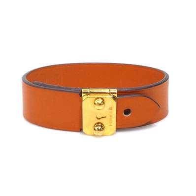 エルメス HERMES ブレスレット サック アデペッシュ レザー オレンジ ゴールド レディース【中古】 r11081a