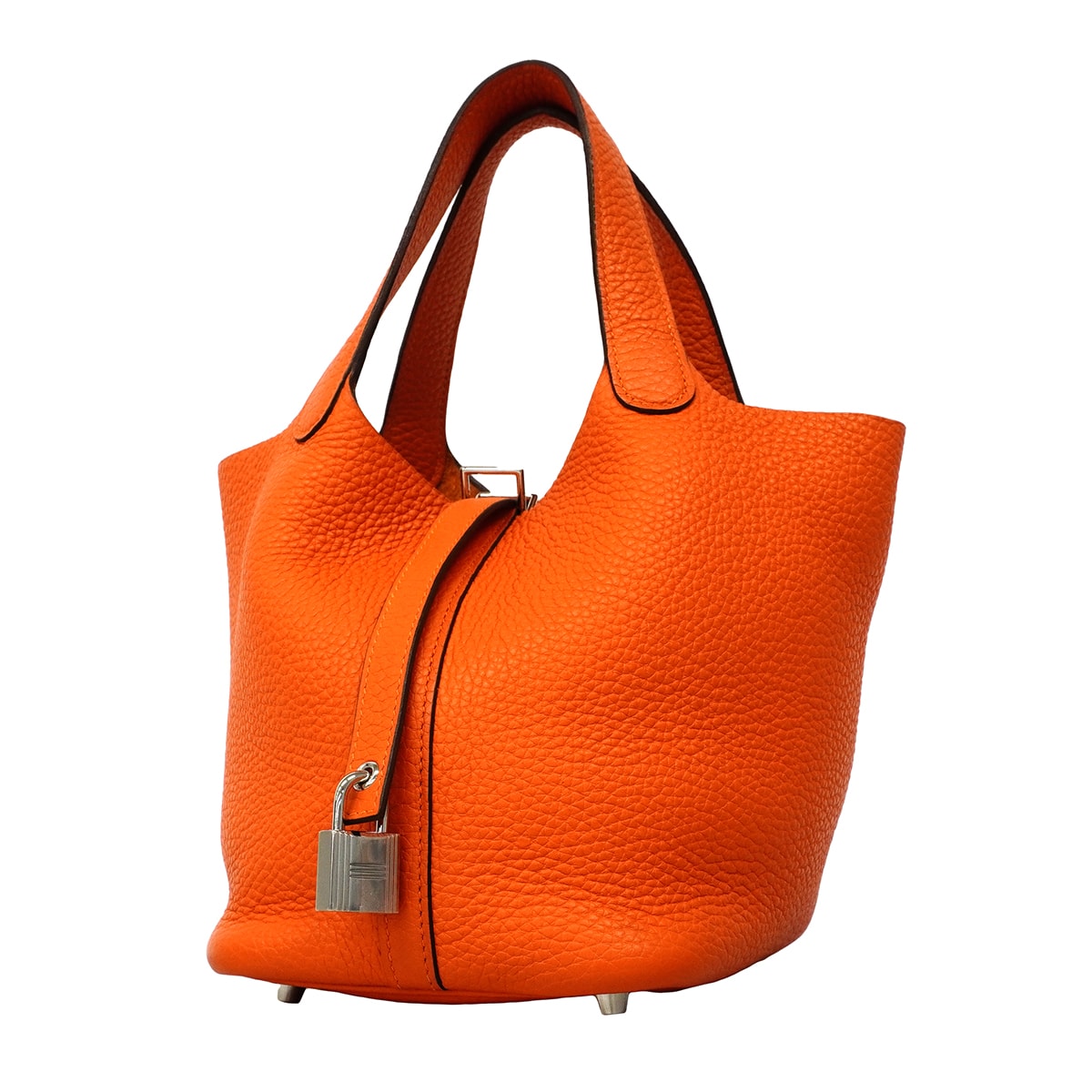 ★SALE【6fd5602-g】エルメス ハンドバッグ ピコタン18ロック トリヨン オレンジ シルバー金具 Y刻印【中古】レディース