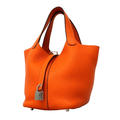 ★SALE【6fd5602-g】エルメス ハンドバッグ ピコタン18ロック トリヨン オレンジ シルバー金具 Y刻印【中古】レディース