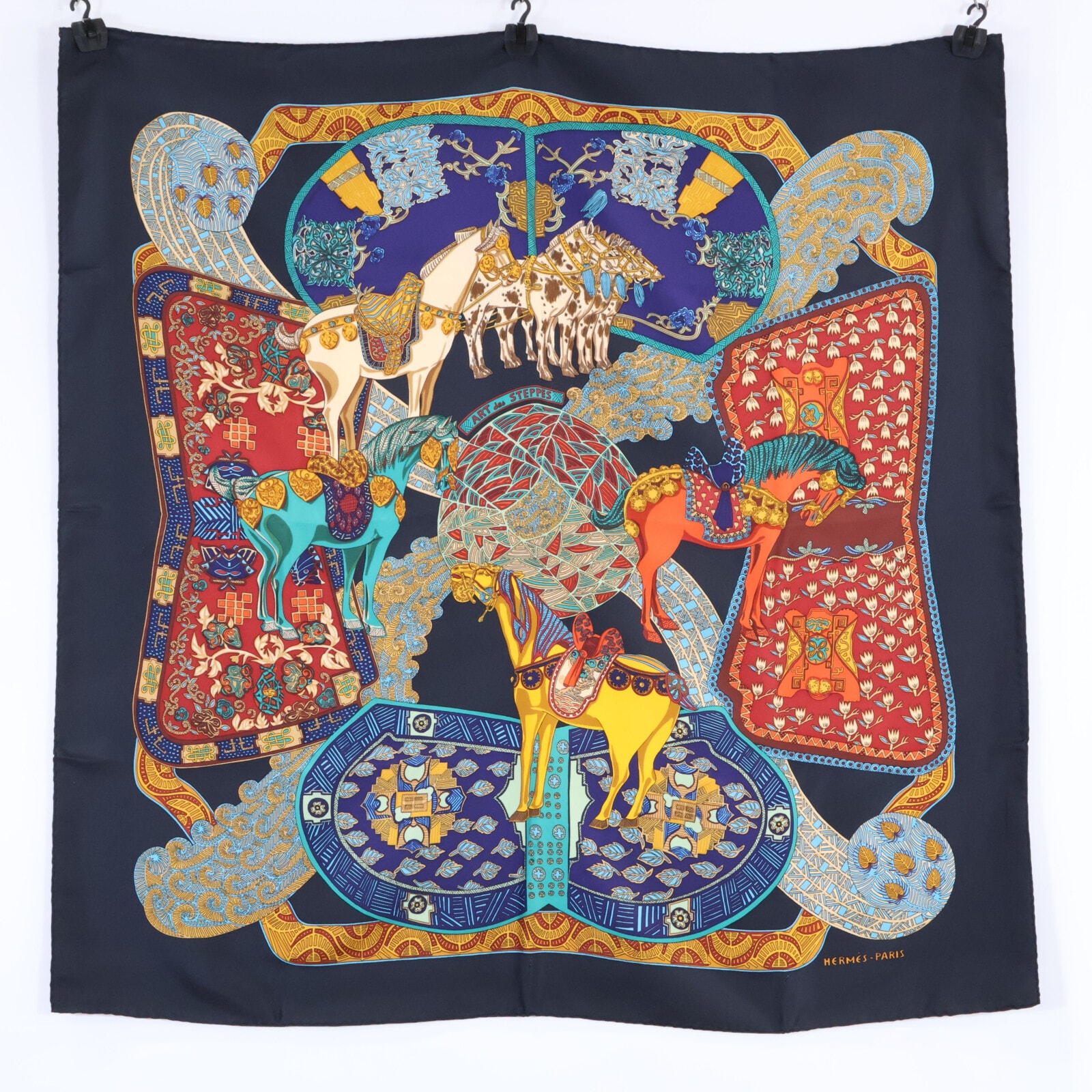 エルメス 【新品同様】ART des STEPPES ステップ美術 シルク カレ90