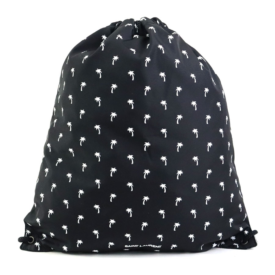 サンローラン SAINT LAURENT リュック ナップサック ナイロン ブラック×ホワイト ユニセックス【中古】 h31162g