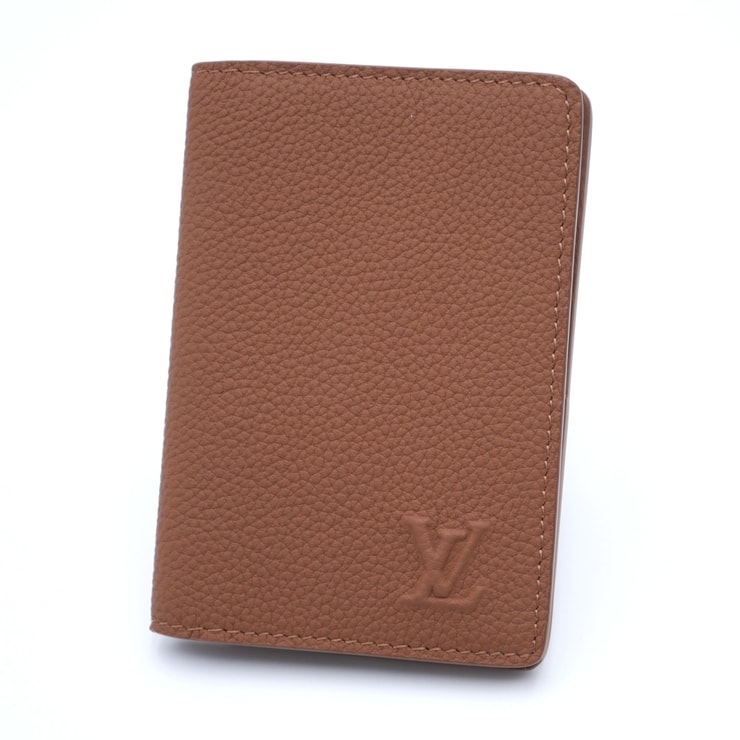 LOUIS VUITTON(ルイ・ヴィトン)オーガナイザー・ドゥ ポッシュ LV アエログラム カードケース タン ワクシーカーフレザー メンズ M25952【中古】