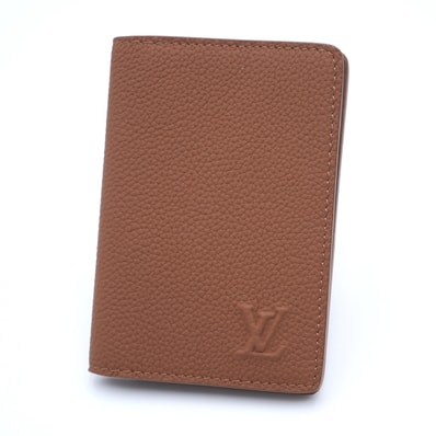 LOUIS VUITTON(ルイ・ヴィトン)オーガナイザー・ドゥ ポッシュ LV アエログラム カードケース タン ワクシーカーフレザー メンズ M25952【中古】