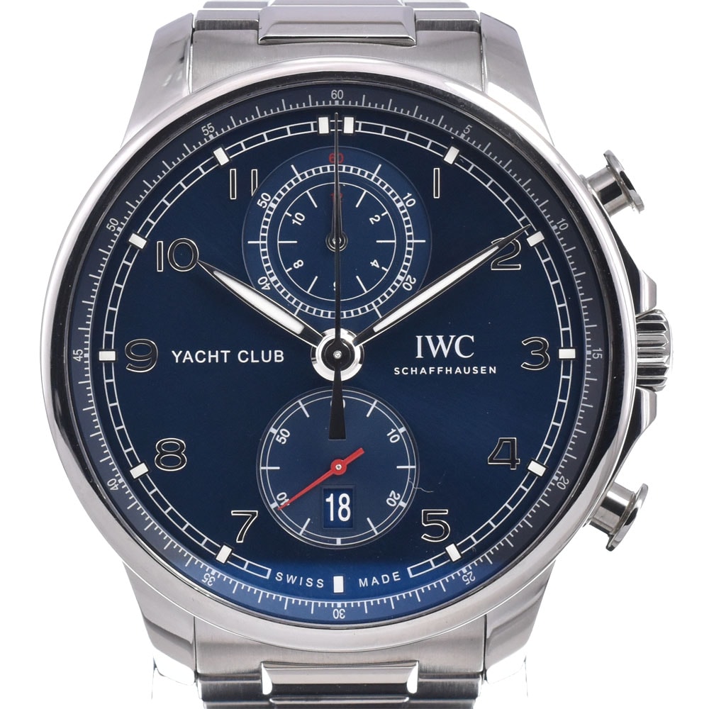 IWC IWC SCHAFFHAUSEN IW390701 ポルトギーゼ ヨットクラブ クロノグラフ スモールセコンド ブルー 自動巻き メンズ 美品 腕時計 Q#149003