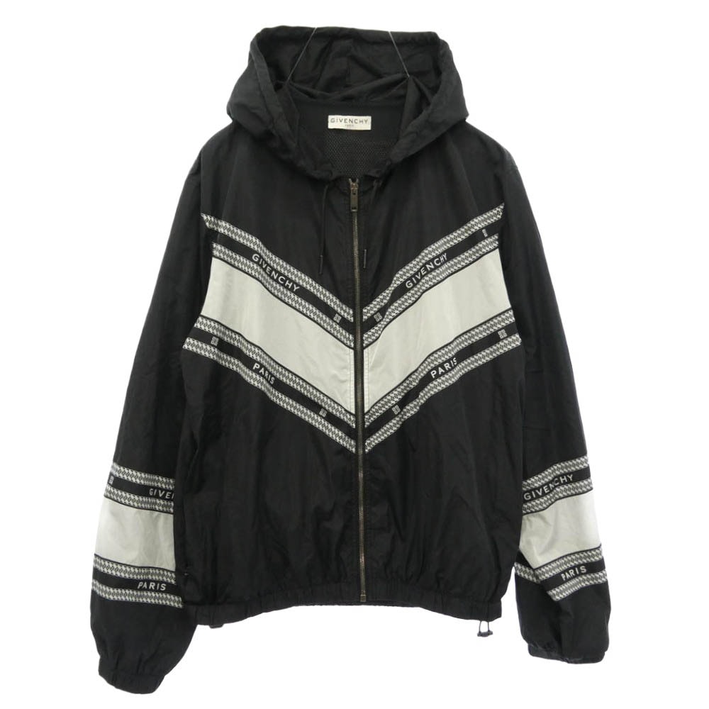 GIVENCHY ジバンシィ BM00C412VH NYLON HOODED JACKET ナイロン フーディ ロゴ ジップアップ ジャケット ブラック系 50【中古】
