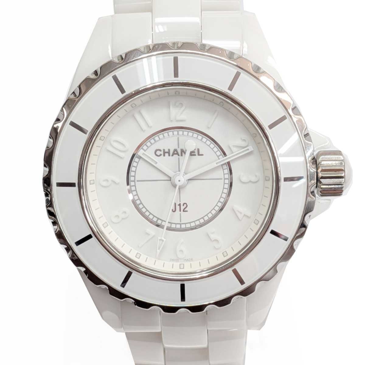 CHANEL シャネル レディース J12 ホワイトファントム 33mm クォーツ 腕時計 H3442 セラミック ホワイト 【中古】