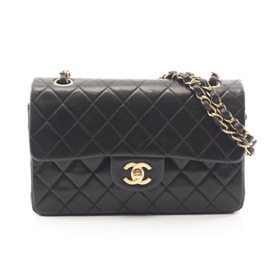 シャネル CHANEL マトラッセ Wフラップ ショルダーバッグ バッグ ラムスキン(羊革) レディース ブラック系 【中古】