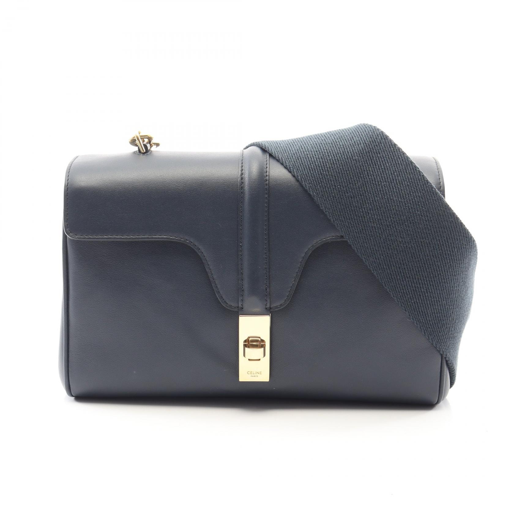 セリーヌ CELINE ティーンソフト16 ショルダーバッグ バッグ レザー レディース ネイビー系 196853CR8 【中古】