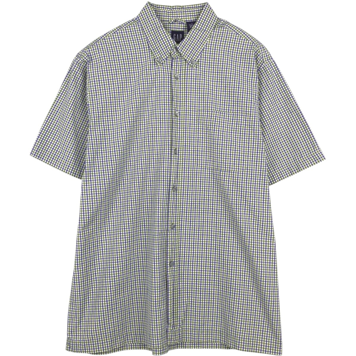 古着 ギャップ GAP 半袖 ボタンダウン チェックシャツ ボックスシャツ メンズL相当/eaa655905