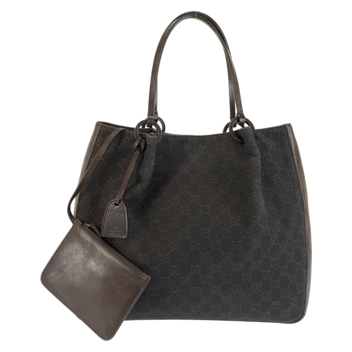 美品 GUCCI グッチ ブラウン GGキャンバス レザー/ トートバッグ ショルダーバッグ 604654 【中古】