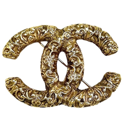 CHANEL シャネル ブローチ マグマ ココマーク アクセサリー 溶岩 GP 93A ゴールド レディース 約16.5g 1993年【中古品】