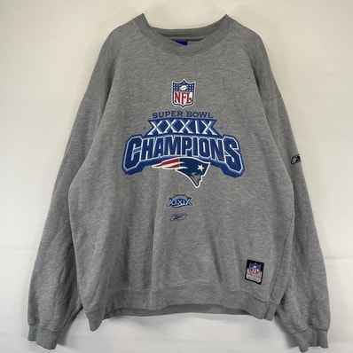 古着 リーボック Reebok スウェット NFL スーパーボウル ペイトリオッツ トレーナー チーム プリント L グレー系 メンズ