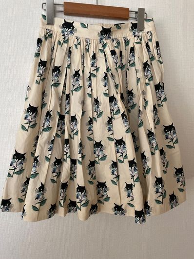 ネコ柄 スカート イエロー