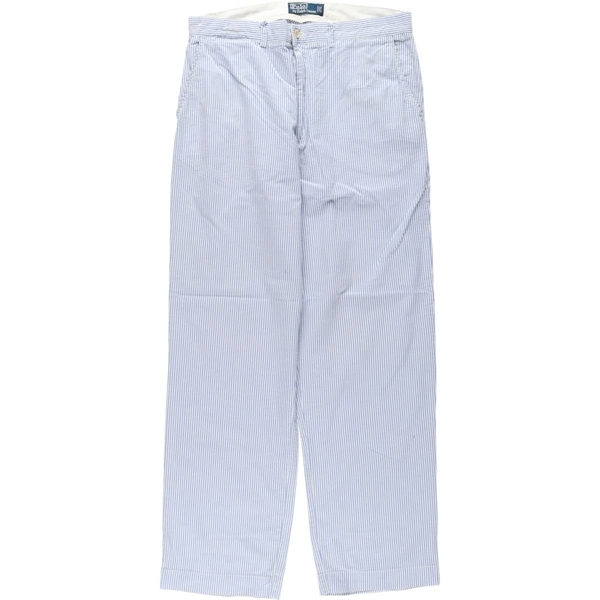古着 ラルフローレン Ralph Lauren POLO by Ralph Lauren ストライプ柄 シアサッカー コットン スラックスパンツ メンズw34相当/eaa651050