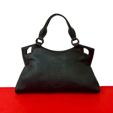 CARTIER カルティエ マルチェロ レザー ハンドバッグ ブラック
24373