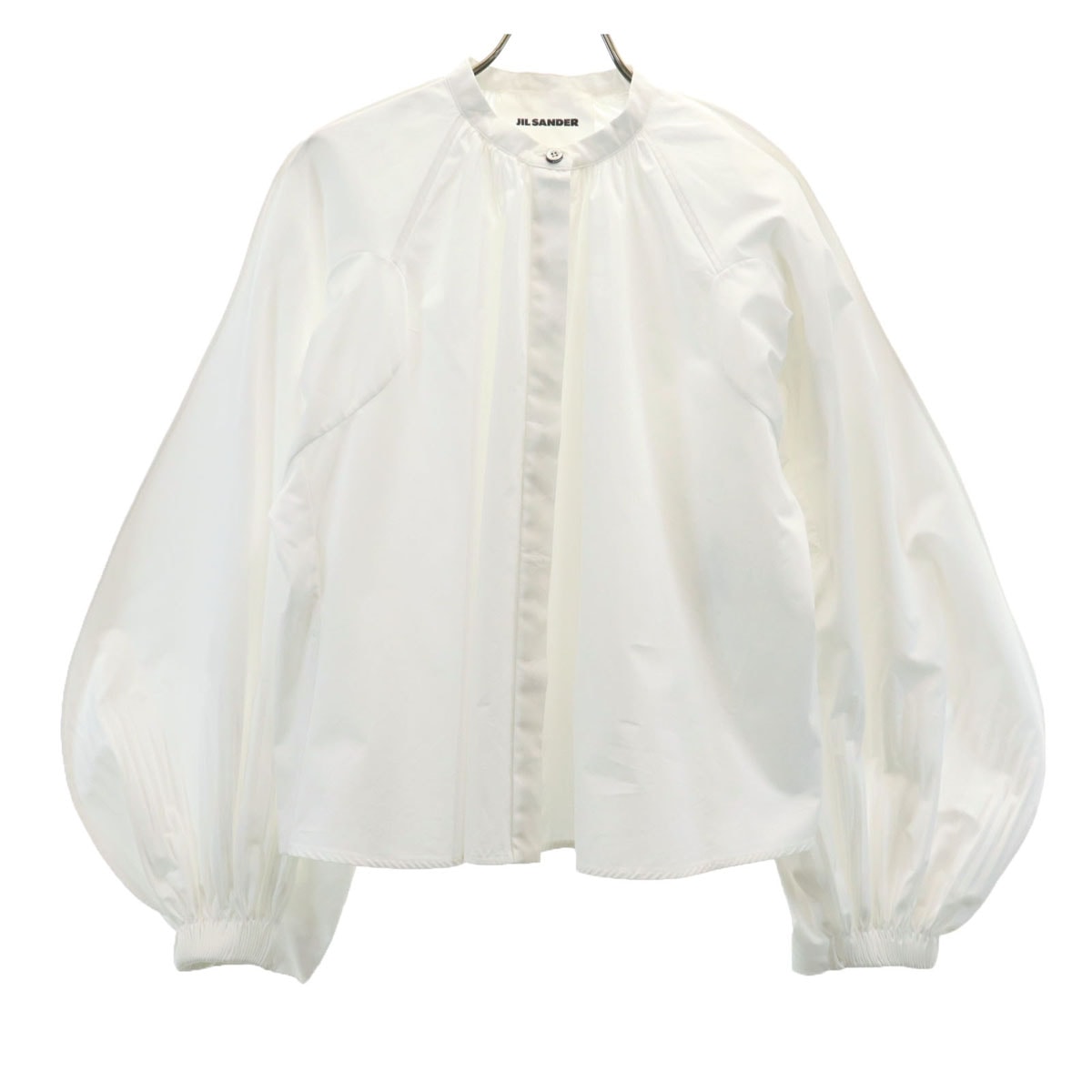 JIL SANDER ジルサンダー イタリア製 長袖 ギャザー ブラウス 34 ホワイト シャツ
